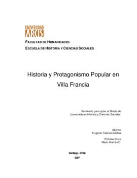 Historia y protagonismo popular en Villa Francia