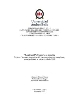 Londres 38, Memoria y emoción. Proyecto “Memoria, tiza y pizarrón” como aproximación pedagógica y emocional desde su iniciación el año 2013