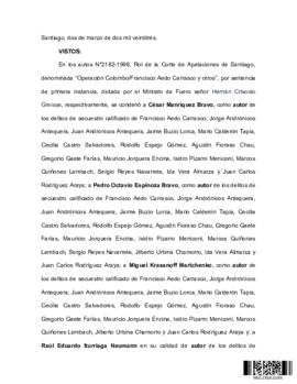 Sentencia dictada por la Corte Suprema por el secuestro de Jaime Buzio Lorca