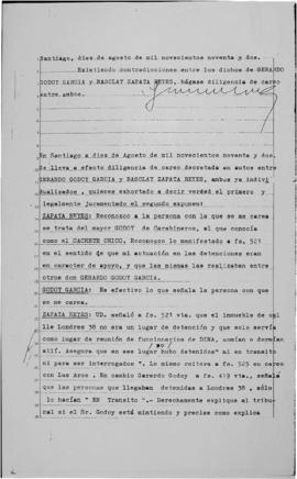 Diligencia de careo entre Gerardo Godoy García y Basclay Zapata Reyes