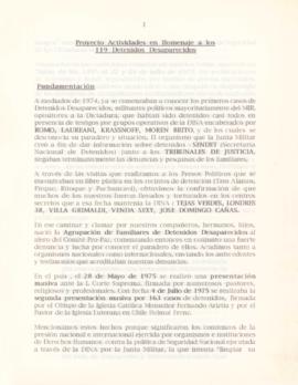 Proyecto Actividades en Homenaje a los 119 Detenidos Desaparecidos