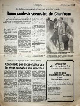 Romo confesó secuestro de Chanfreau