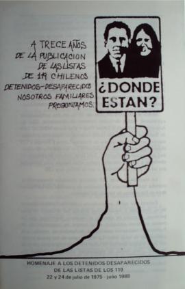 A trece años de la publicación de las listas de 119 chilenos detenidos-desaparecidos nosotros familiares preguntamos: ¿Dónde están?
