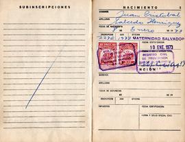 Certificado de inscripción de nacimiento de Juan Cristóbal Salcedo Henríquez