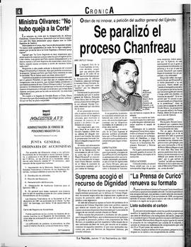 Se paralizó el proceso Chanfreau