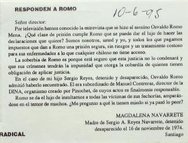 Responden a Romo