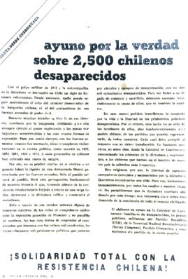 Ayuno por la verdad sobre 2500 chilenos desaparecidos