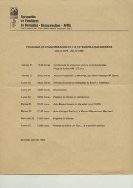 Programa de Conmemoración por los 119 detenidos-desaparecidos julio 1975-julio 1989
