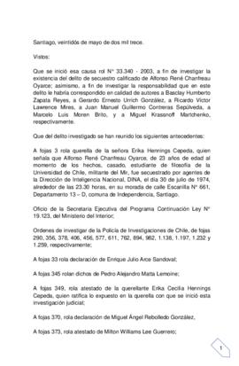Sentencia por desaparición forzada de Alfonso Chanfreau Oyarce