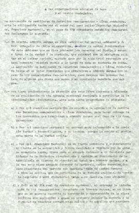 Carta de la AFDD-LF a las organizaciones sociales de base y al pueblo trabajador