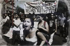 Personas en manifestación estudiantil