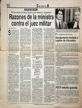 Razones de la ministra contra el juez militar