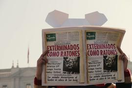 Intervención por montaje comunicacional con titular "Exterminados como ratones"