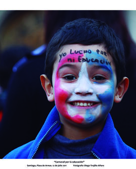 Niño con cara pintada "Yo lucho por mi educación"