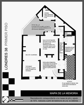 Plano del primer piso de Londres 38 con información de 1974