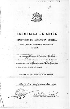 Licencia de Educación Media de Juan Ibarra Toledo