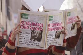 Intervención por montaje comunicacional con titular "Exterminados como ratones"