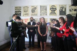 Ledy Zúñiga Rocha Ministra de DDHH de Ecuador dando declaraciones en Londres 38