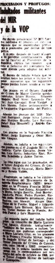 Procesados y prófugos: indultados militantes del MIR y de la VOP